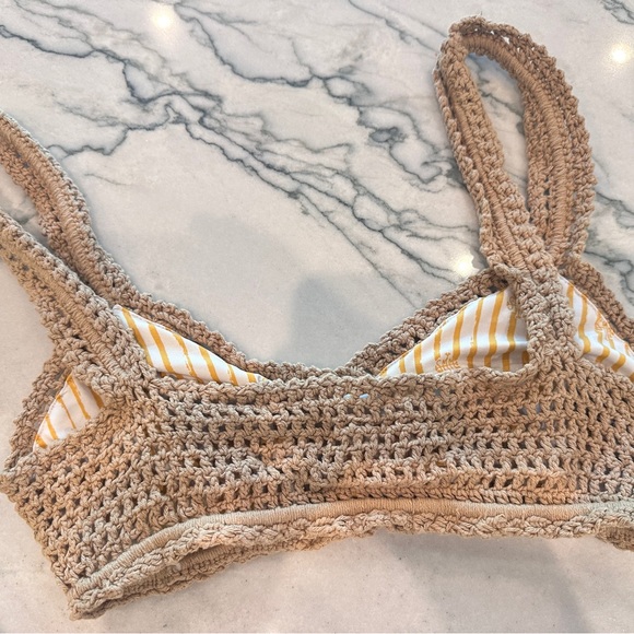 Free People X She Made Me Essential Crochet Crop Bikini Top Medium - Picture 4 of 6
